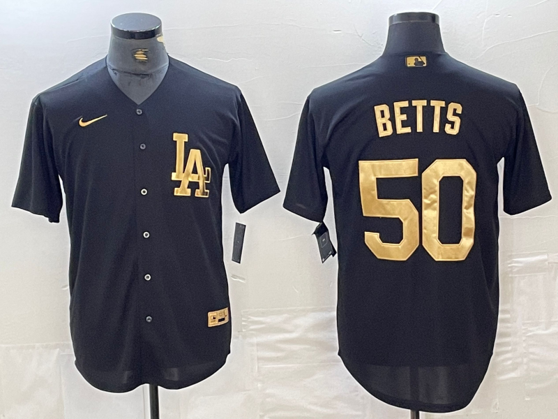 Men's Los Angeles Dodgers Mookie Betts #50 Black Limited Jersey